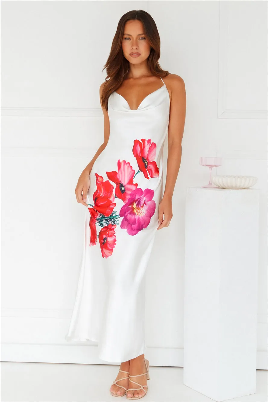 Rebellious Rose Halter Satin Maxi Dress White sold by Hello Molly product image thumbnail 4