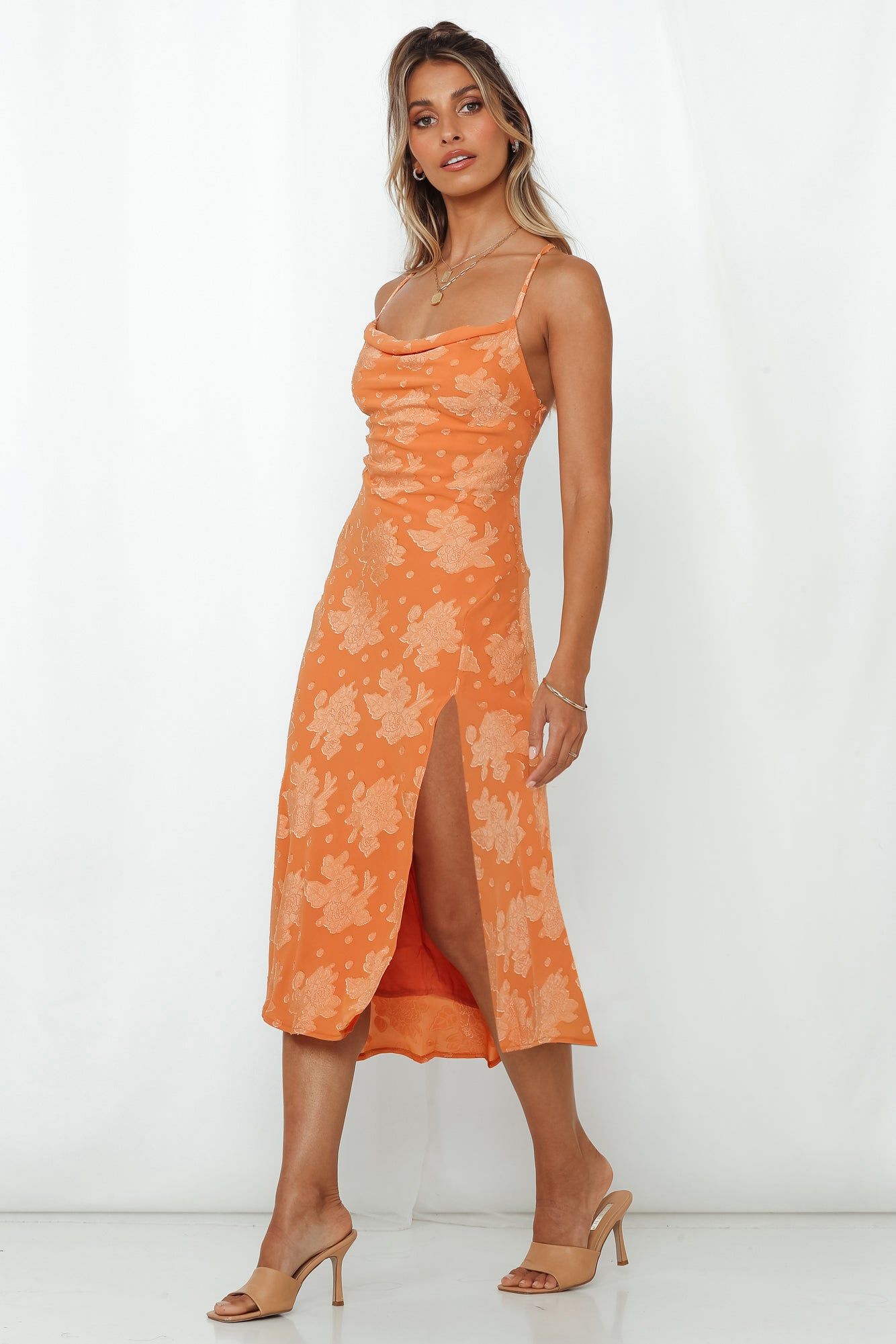 Drinks On Me Midi Dress Orange sold by Hello Molly product image thumbnail 3
