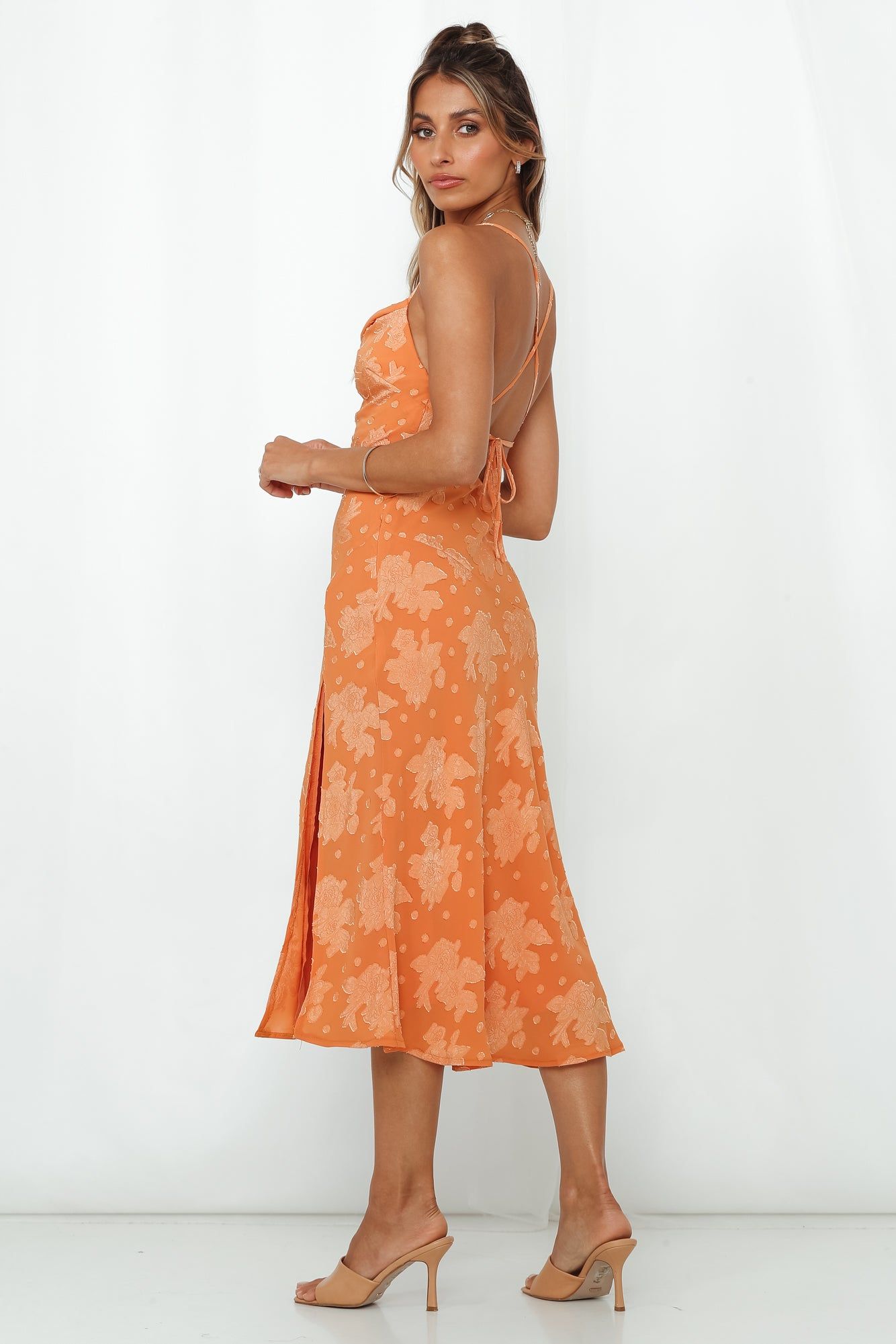 Drinks On Me Midi Dress Orange sold by Hello Molly product image thumbnail 4