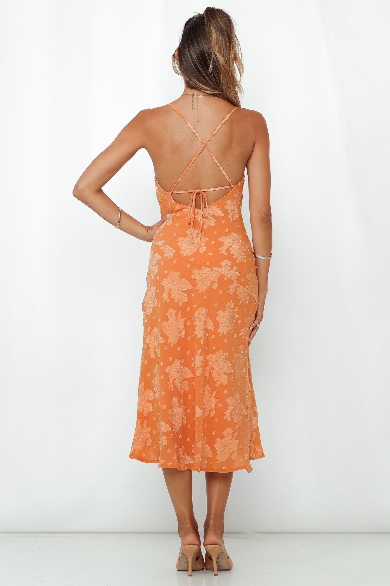 Drinks On Me Midi Dress Orange sold by Hello Molly product image thumbnail 5