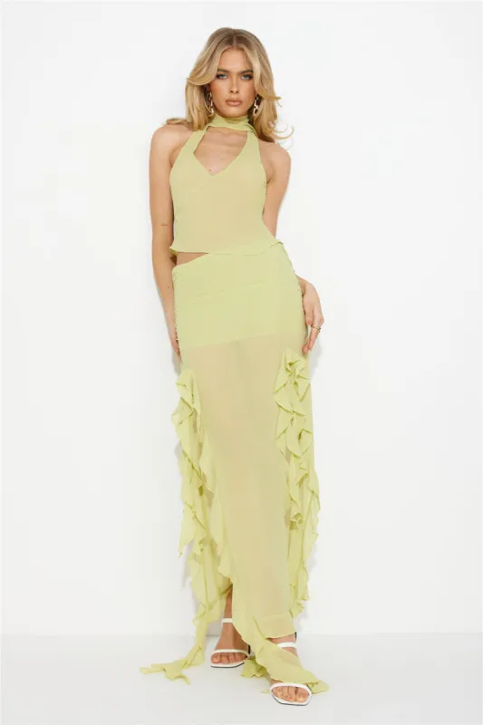 LIONESS Rendezvous Halter Top Lime sold by Hello Molly