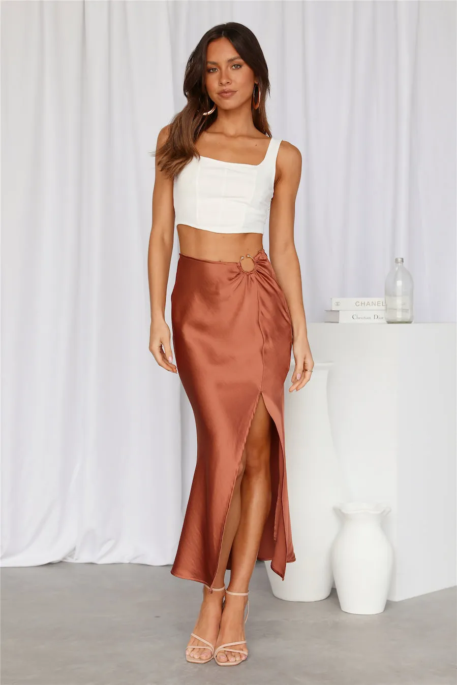 Secret Tune Maxi Skirt Brown sold by Hello Molly