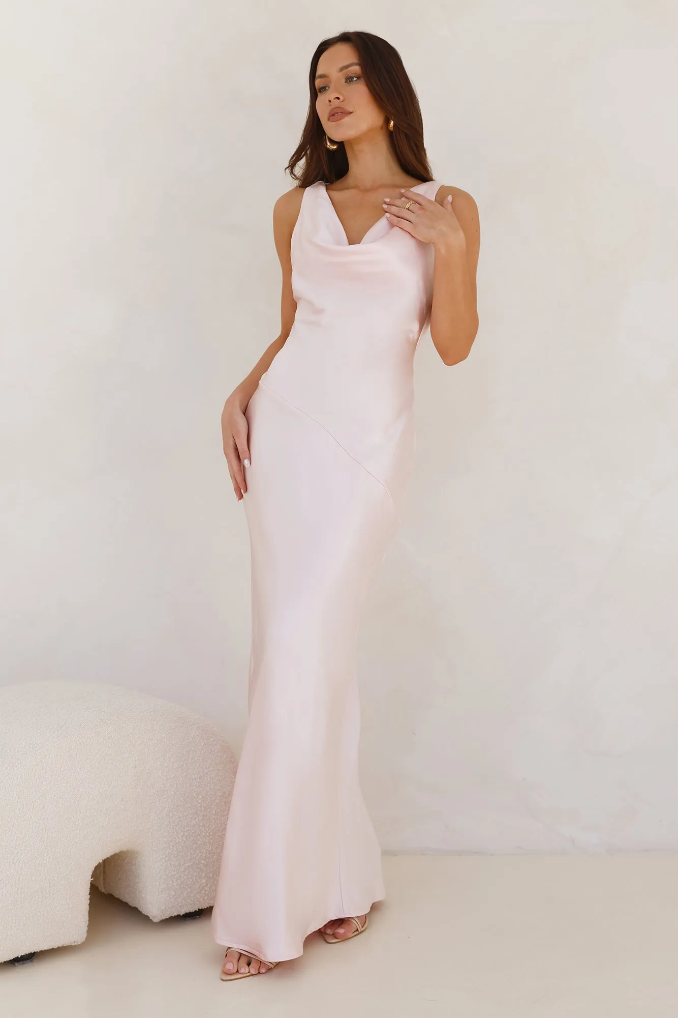 Seen For You Cowl Neck Satin Maxi Dress Pink sold by Hello Molly product image thumbnail 3