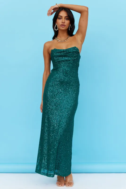 Finest Words Maxi Dress Green Sequin sold by Hello Molly