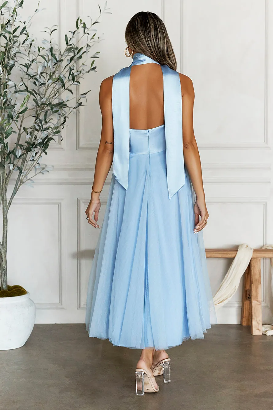 Highest Level Satin Tulle Midi Dress Blue sold by Hello Molly product image thumbnail 5
