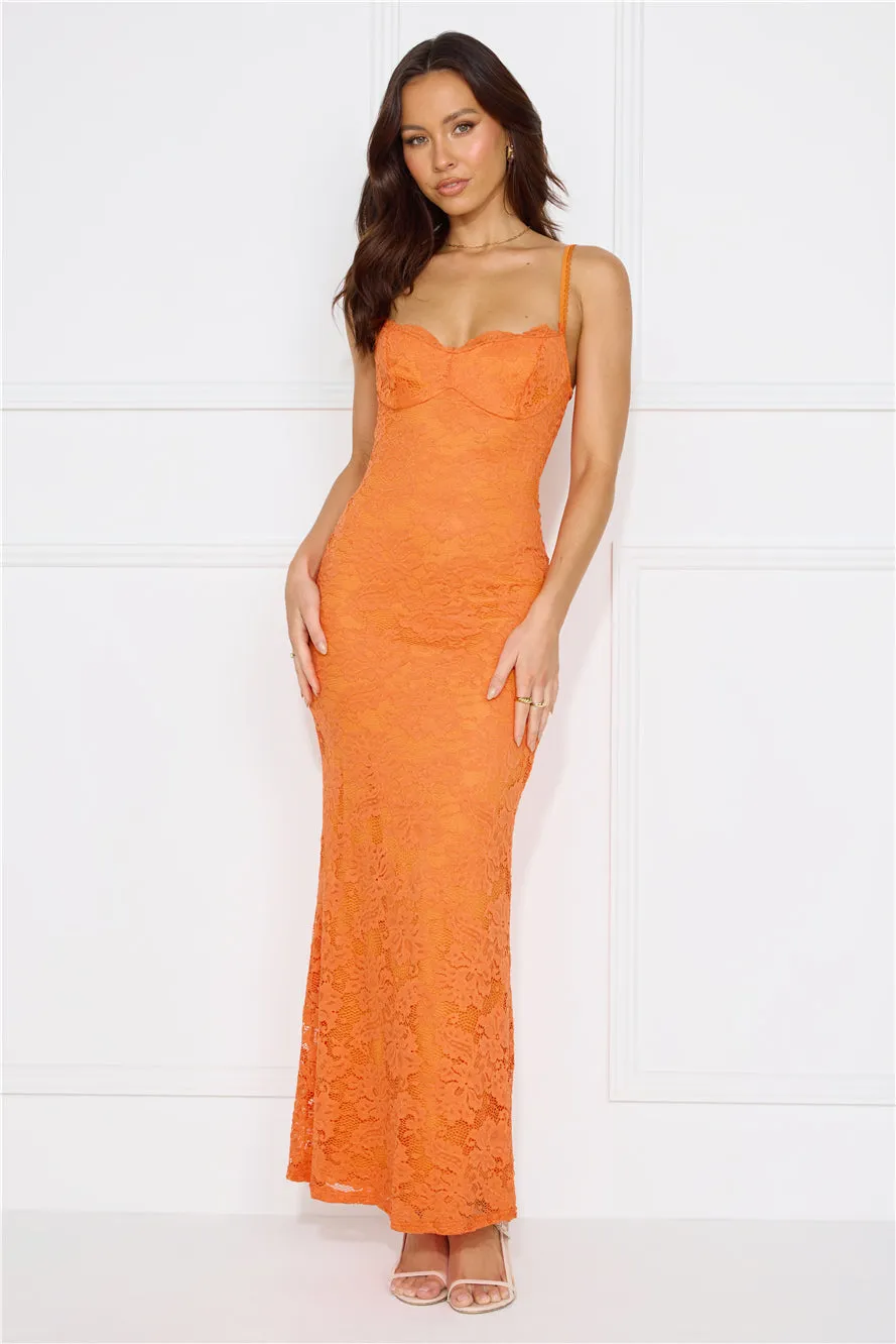 Soft Sweet Lace Maxi Dress Orange sold by Hello Molly