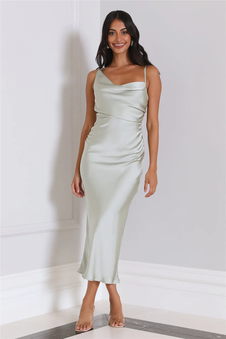 Silky Touch Satin Midi Dress Sage sold by Hello Molly product image thumbnail 3