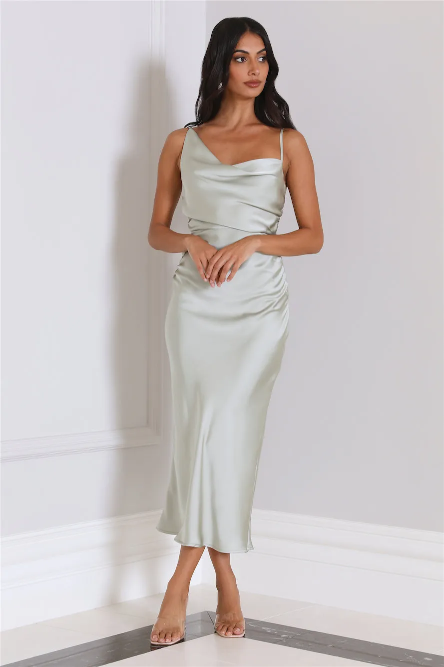 Silky Touch Satin Midi Dress Sage sold by Hello Molly