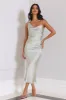 Silky Touch Satin Midi Dress Sage sold by Hello Molly