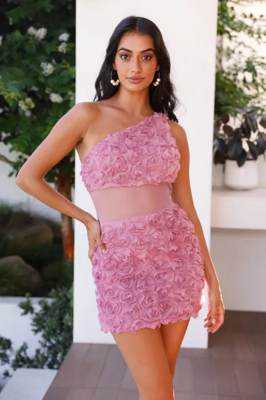 Little Flirt One Shoulder Mini Dress Plum sold by Hello Molly
