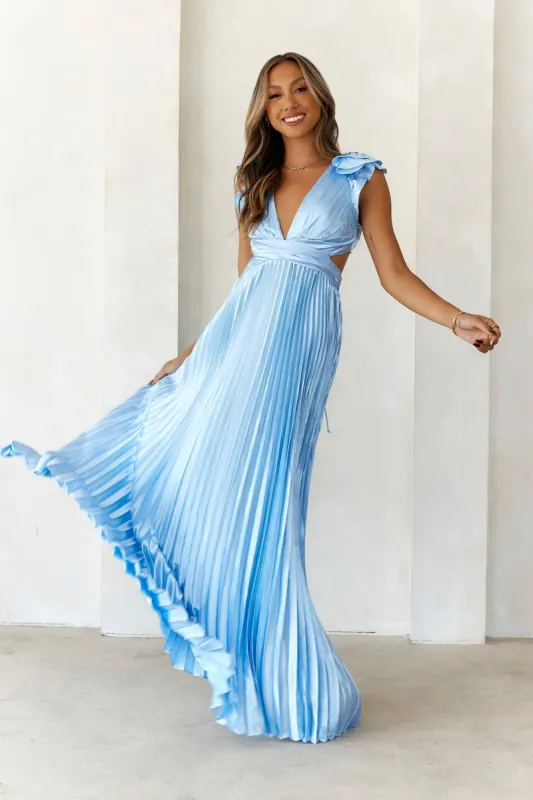 Beauty Of Her Satin Maxi Dress Blue sold by Hello Molly