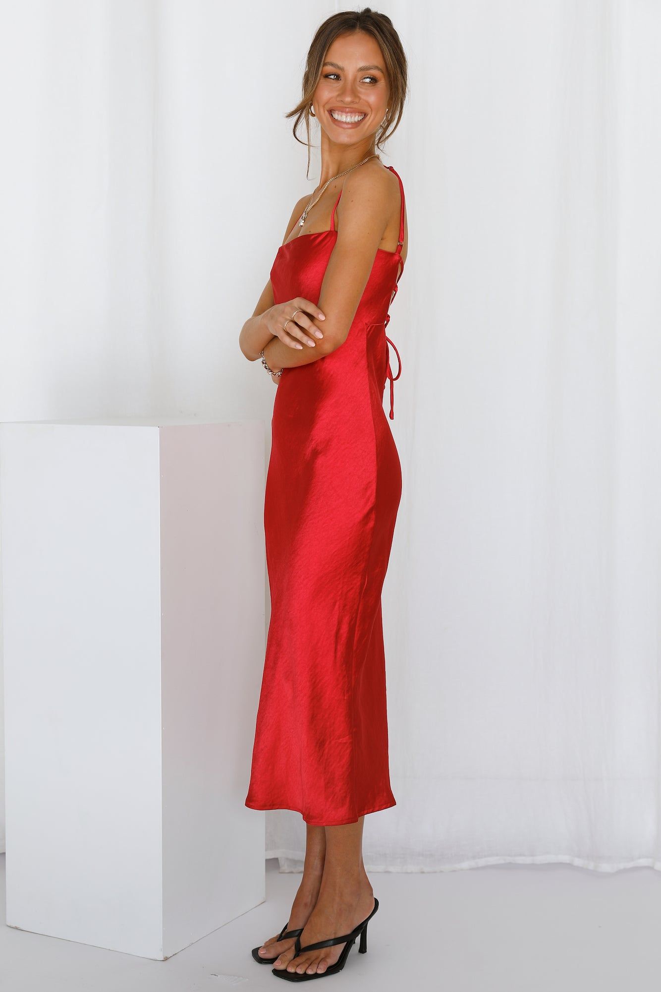 Two Worlds Apart Midi Dress Red sold by Hello Molly product image thumbnail 5