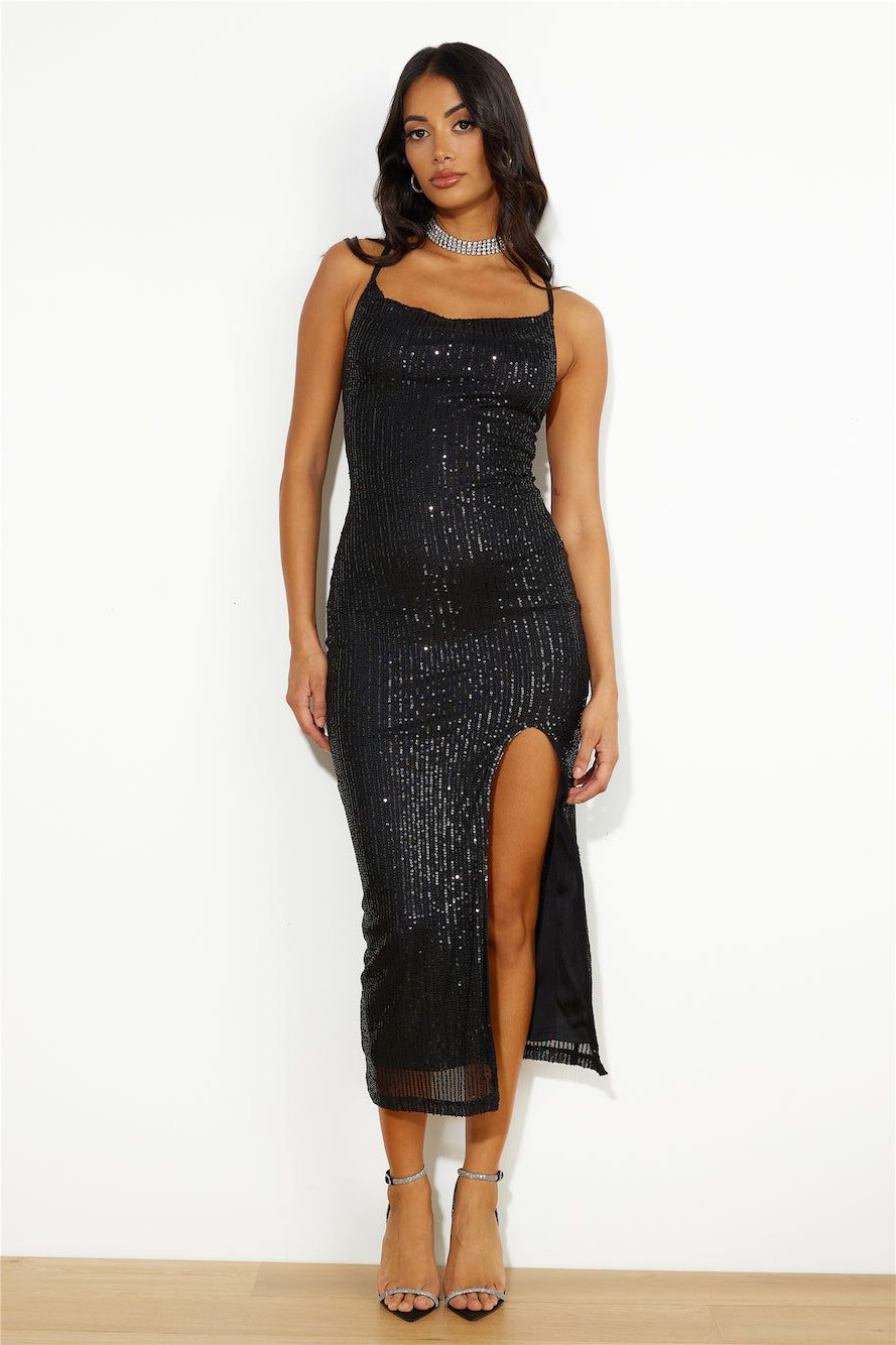 Sparkle On Time Sequin Maxi Dress Black sold by Hello Molly product image thumbnail 3