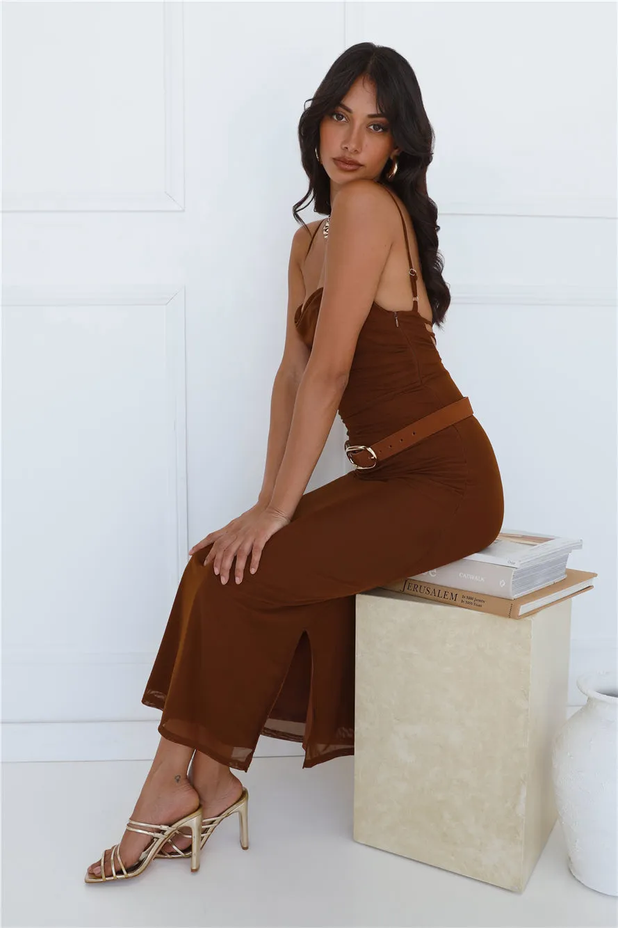 Personal Stylist Mesh Maxi Dress Chocolate sold by Hello Molly product image thumbnail 4