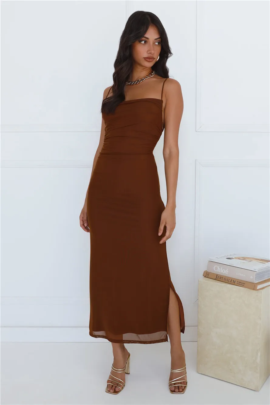 Personal Stylist Mesh Maxi Dress Chocolate sold by Hello Molly product image thumbnail 5