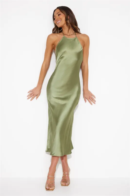 Mood For Luxe Satin Maxi Dress Green sold by Hello Molly