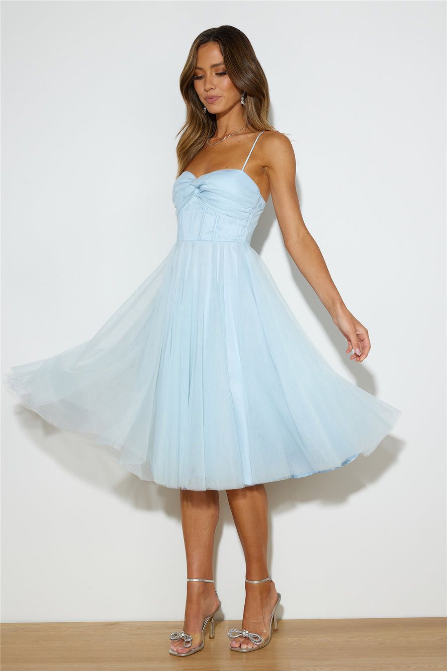 Glam Feeling Tulle Midi Dress Blue sold by Hello Molly