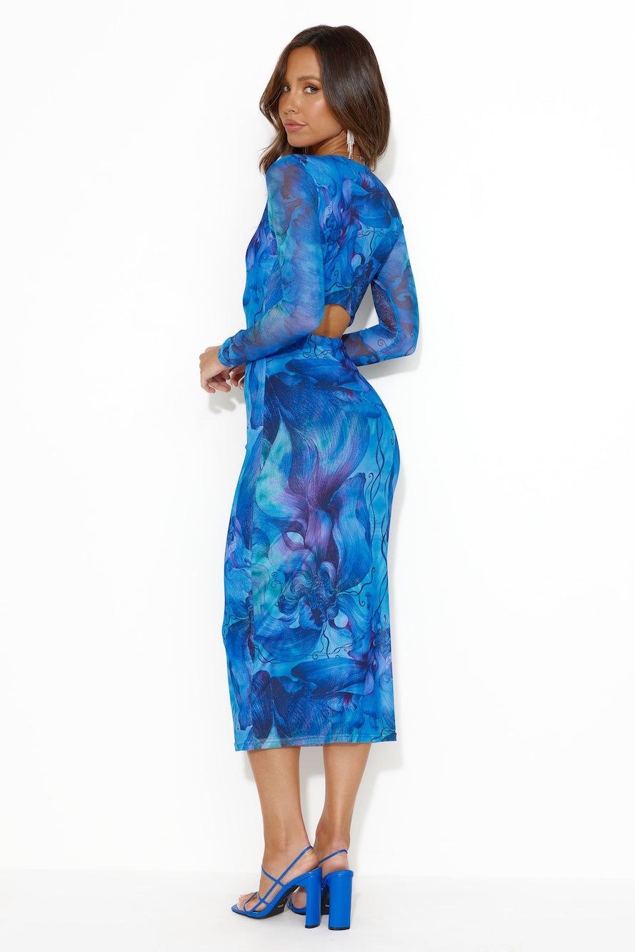 Sleek Movement Mesh Midi Dress Blue sold by Hello Molly product image thumbnail 5