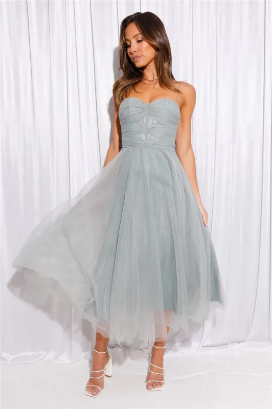 Values Of Her Tulle Midi Dress Sage sold by Hello Molly