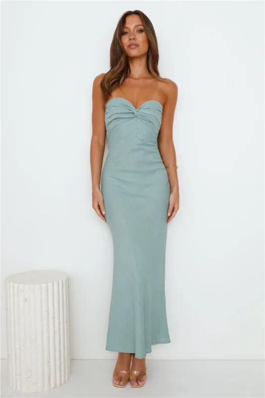 Slow Days Strapless Maxi Dress Sage sold by Hello Molly