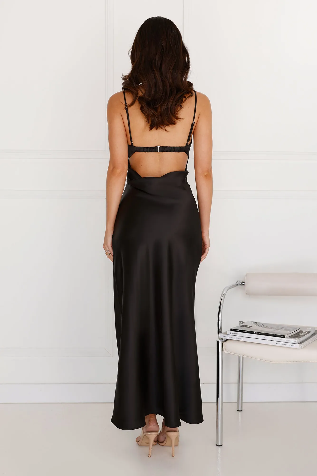 Winery Wedding Satin Maxi Dress Black sold by Hello Molly product image thumbnail 5