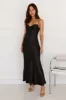 Winery Wedding Satin Maxi Dress Black sold by Hello Molly