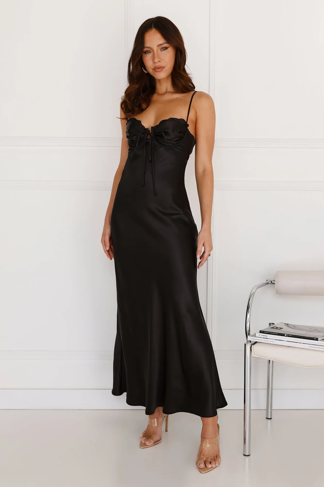 Winery Wedding Satin Maxi Dress Black sold by Hello Molly product image thumbnail 2