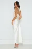 Popping Bottles Satin Mesh Halter Maxi Dress Champagne sold by Hello Molly