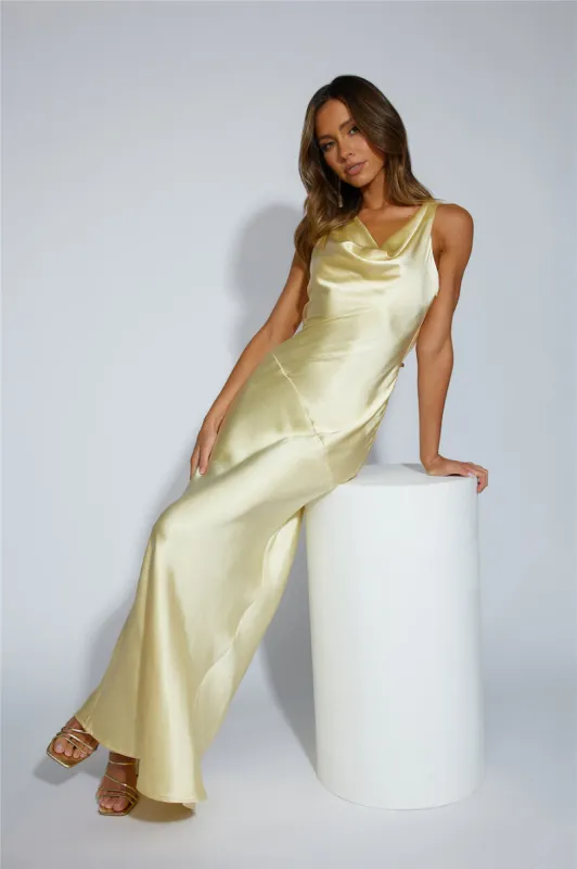 Special Guest Satin Maxi Dress Butter sold by Hello Molly