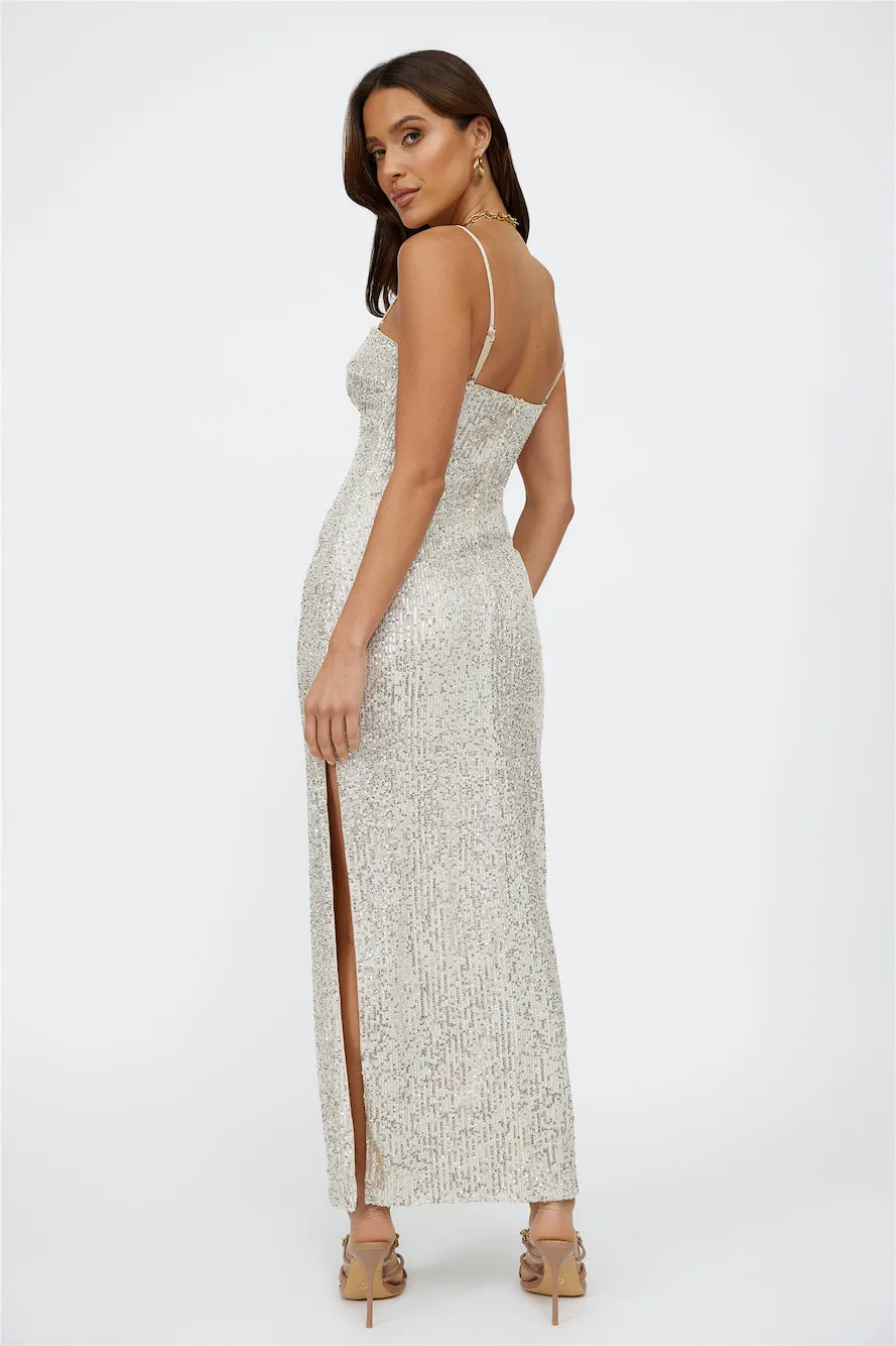 Disco Dancing Maxi Dress Beige Sequin sold by Hello Molly product image thumbnail 3