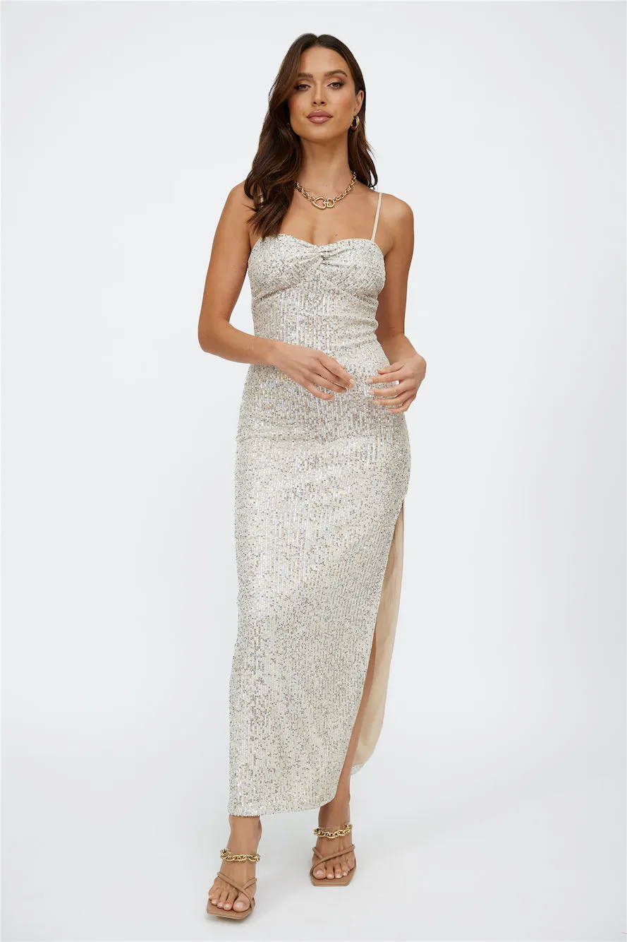 Disco Dancing Maxi Dress Beige Sequin sold by Hello Molly product image thumbnail 2