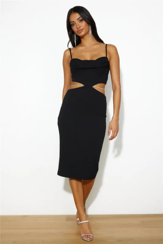 Sipping Cocktails Midi Dress Black sold by Hello Molly