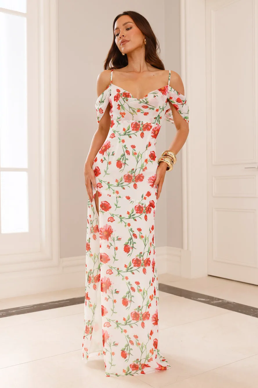 Rose Reverie Off Shoulder Maxi Dress White sold by Hello Molly product image thumbnail 4