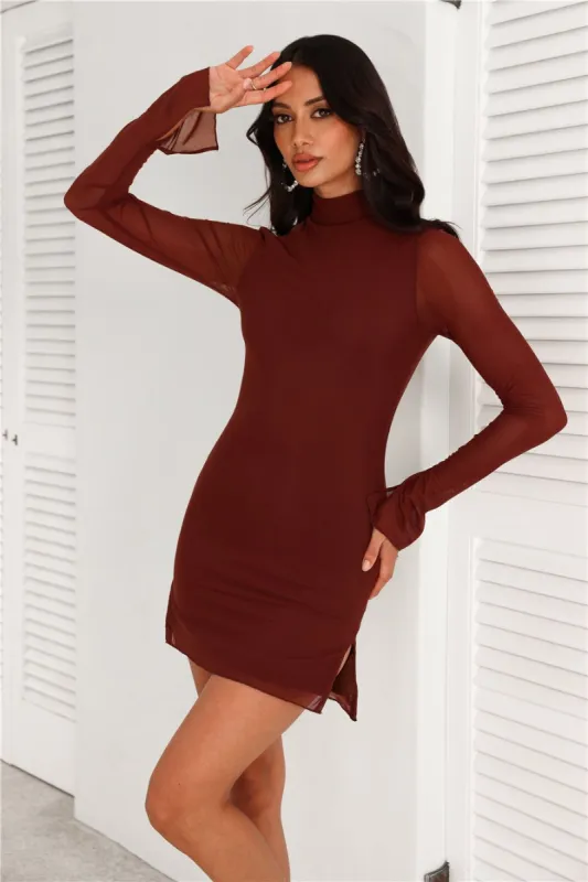 RUNAWAY Jordi Mini Dress Chocolate sold by Hello Molly