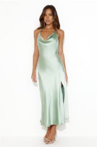 Satin Love Midi Dress Sage sold by Hello Molly