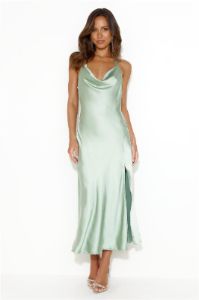 Satin Love Midi Dress Sage sold by Hello Molly