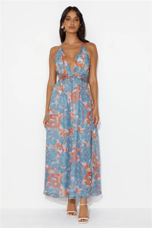 Rules To Follow Halter Maxi Dress Blue sold by Hello Molly