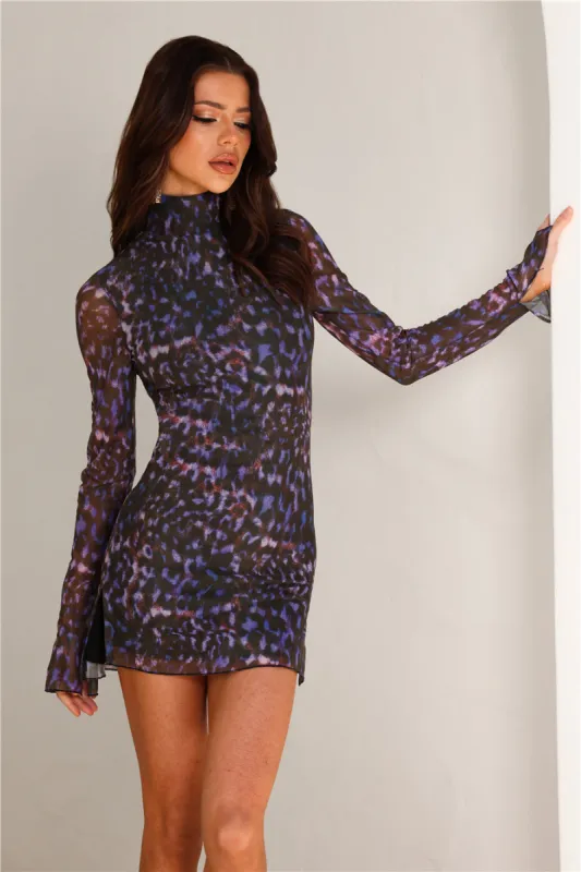 RUNAWAY Jordi Mini Dress Iris Oxana Print sold by Hello Molly