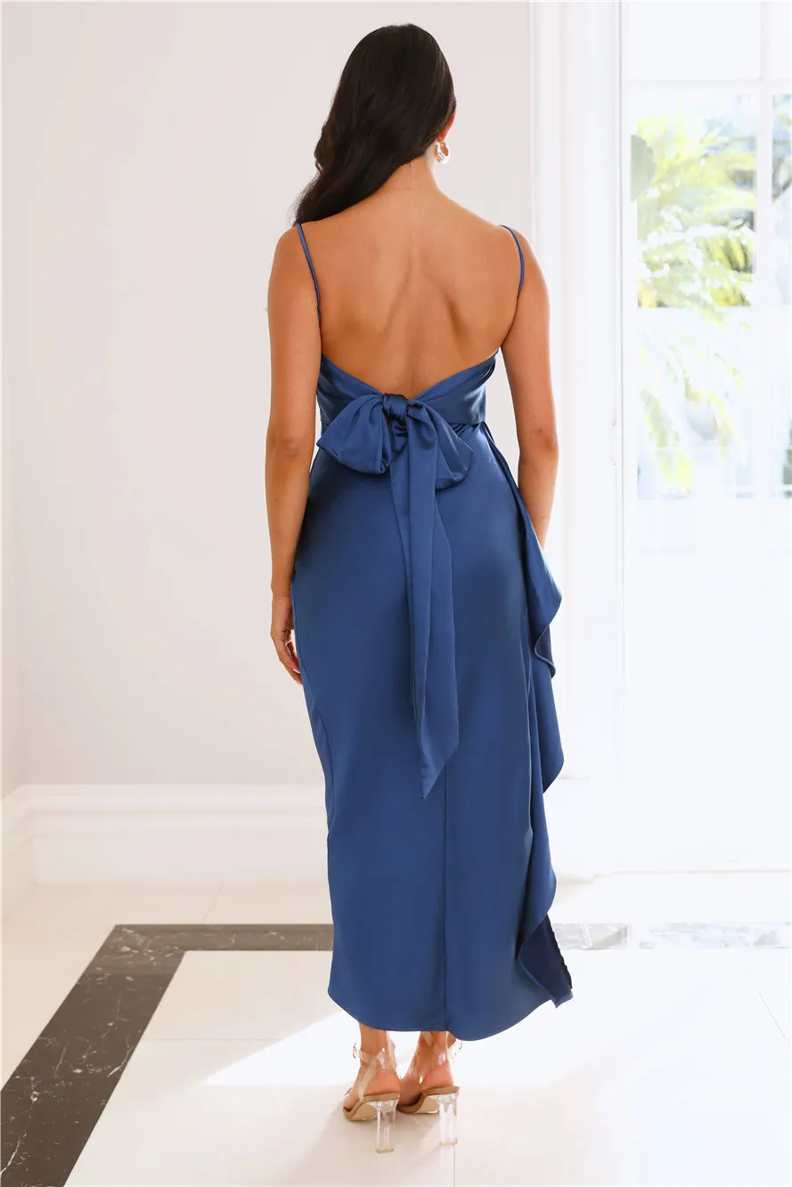 Sweet Stories Satin Maxi Dress Blue sold by Hello Molly product image thumbnail 5