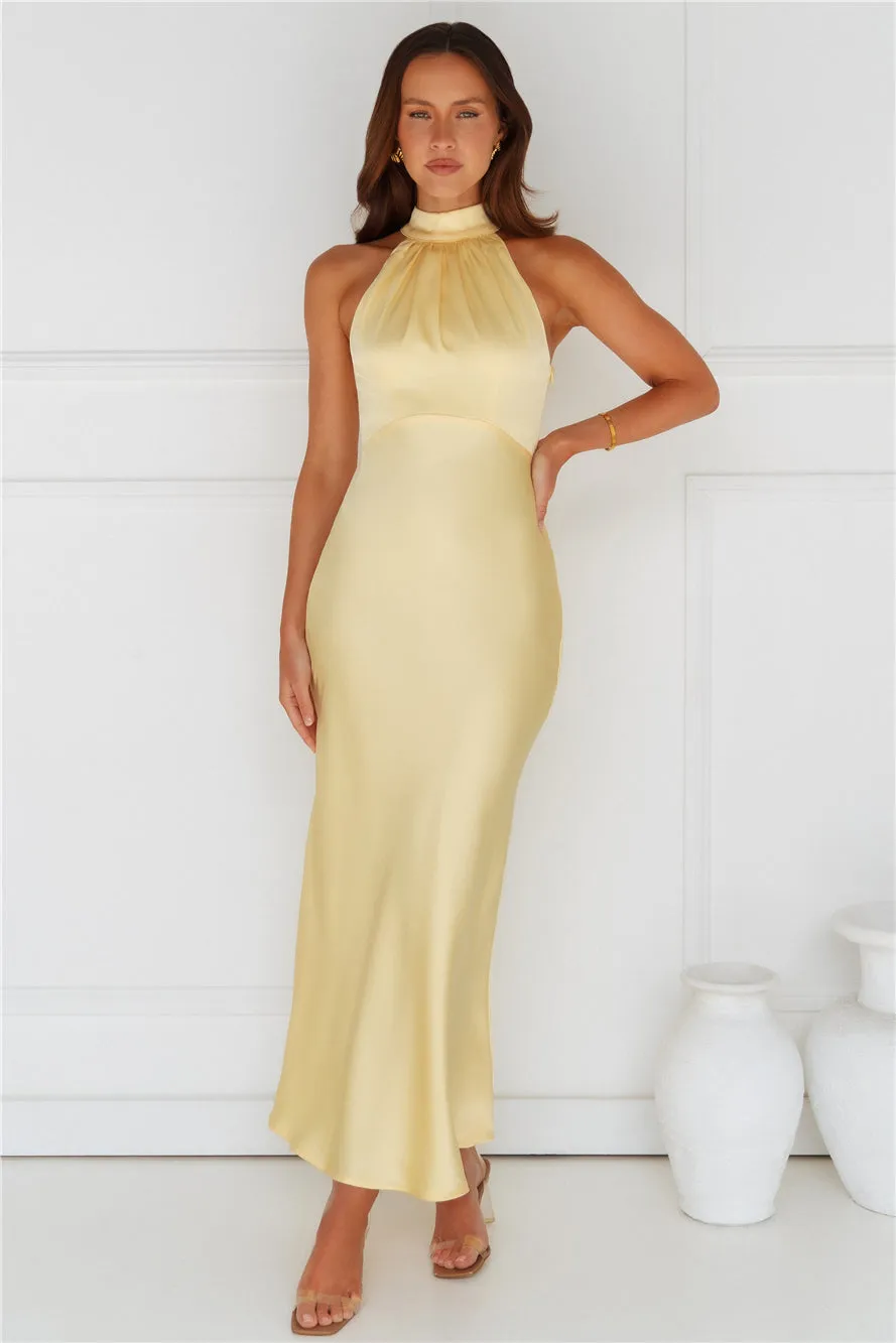 Exclusive Star Satin Maxi Dress Yellow sold by Hello Molly