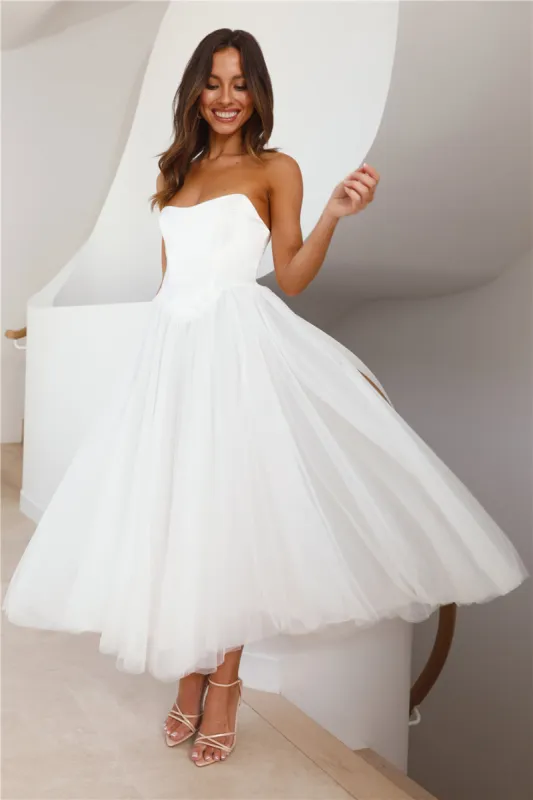 Castle Ballroom Satin Tulle Maxi Dress White sold by Hello Molly