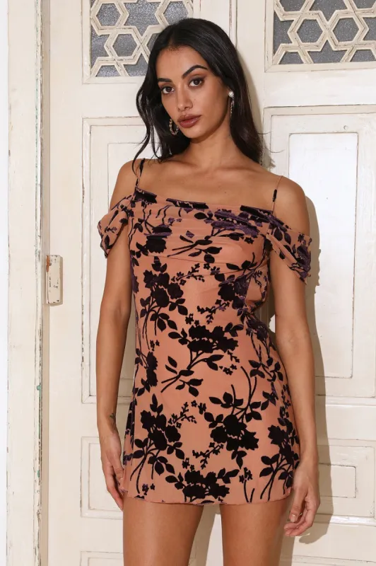 Earning Likes Mesh Mini Dress Brown sold by Hello Molly