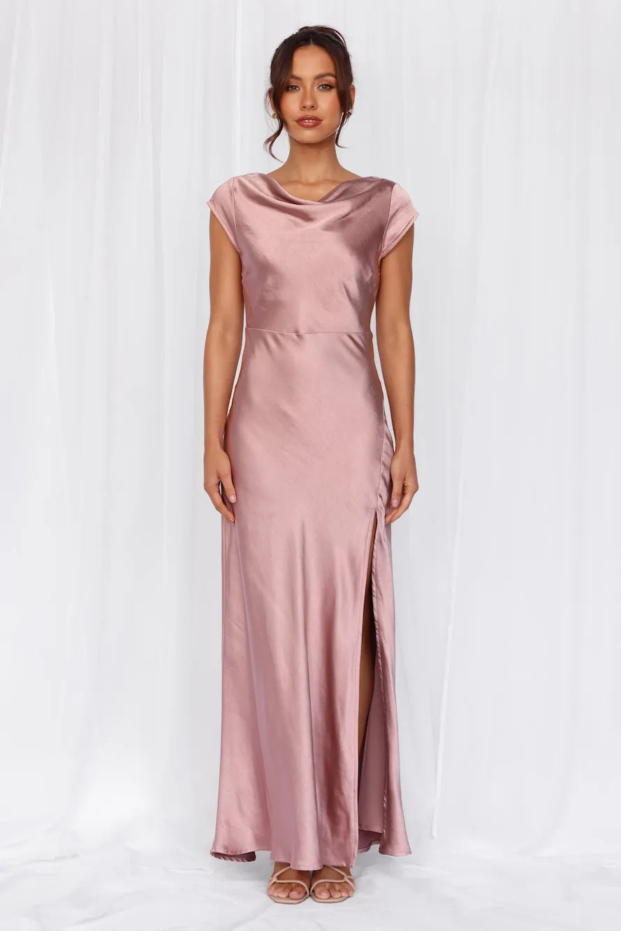 HELLO MOLLY The Valentina Cap Sleeve Satin Maxi Dress Dusty Pink sold by Hello Molly product image thumbnail 4