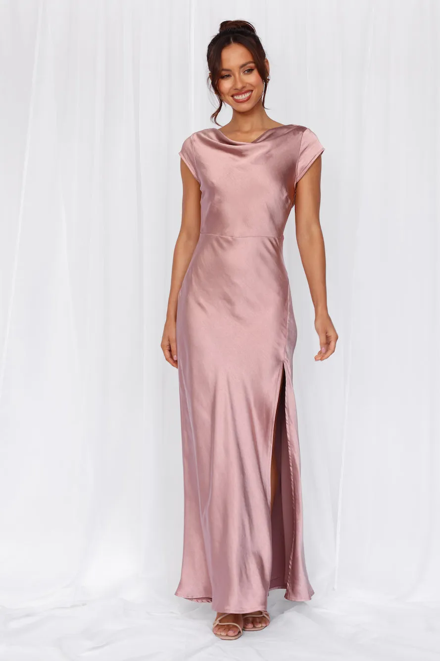 HELLO MOLLY The Valentina Cap Sleeve Satin Maxi Dress Dusty Pink sold by Hello Molly product image thumbnail 2