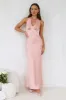 Socialite Events Halter Satin Maxi Dress Peach sold by Hello Molly