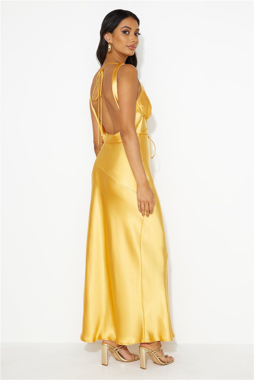 Designer 'Fit Cowl Neck Satin Maxi Dress Orange sold by Hello Molly product image thumbnail 4