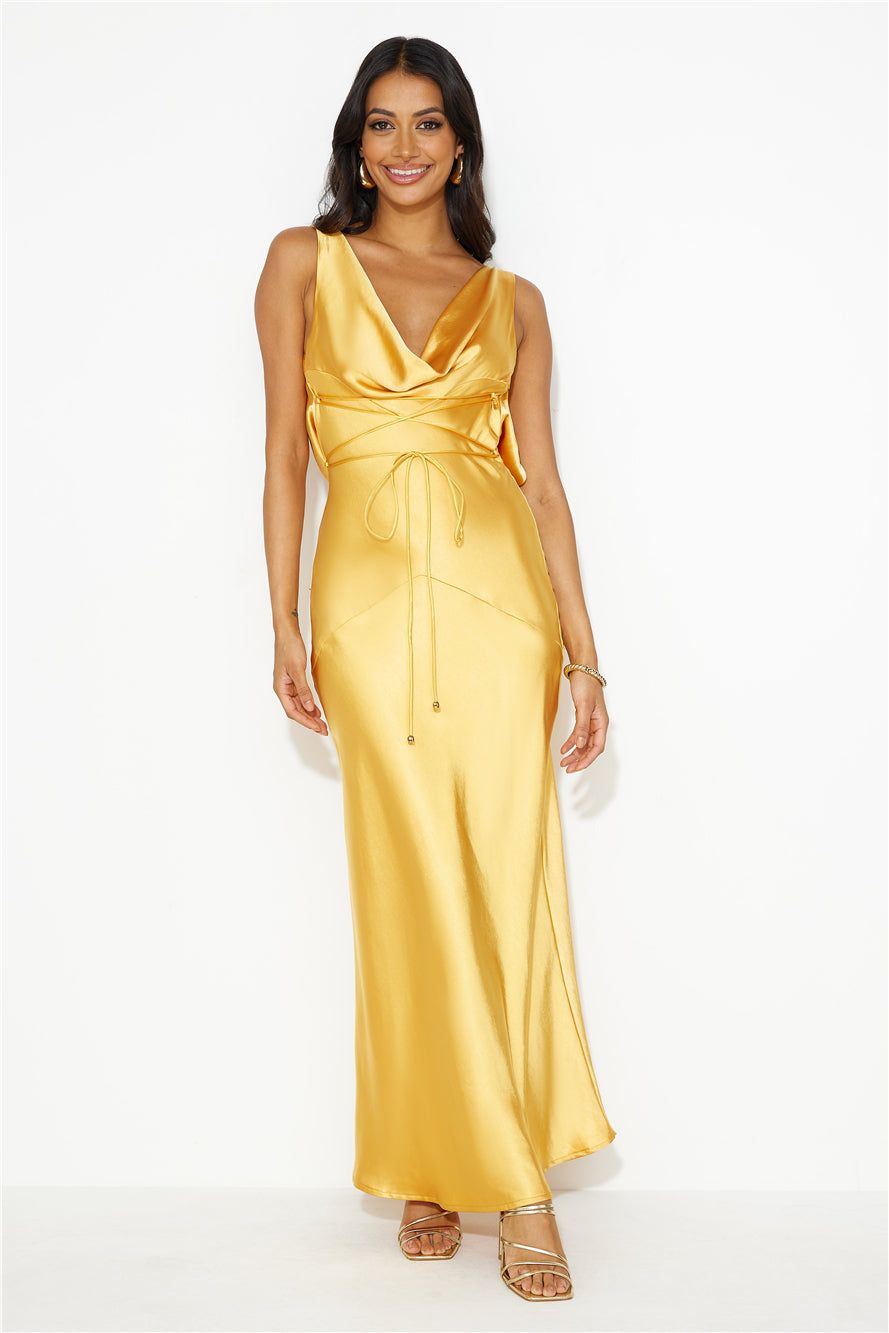 Designer 'Fit Cowl Neck Satin Maxi Dress Orange sold by Hello Molly product image thumbnail 2