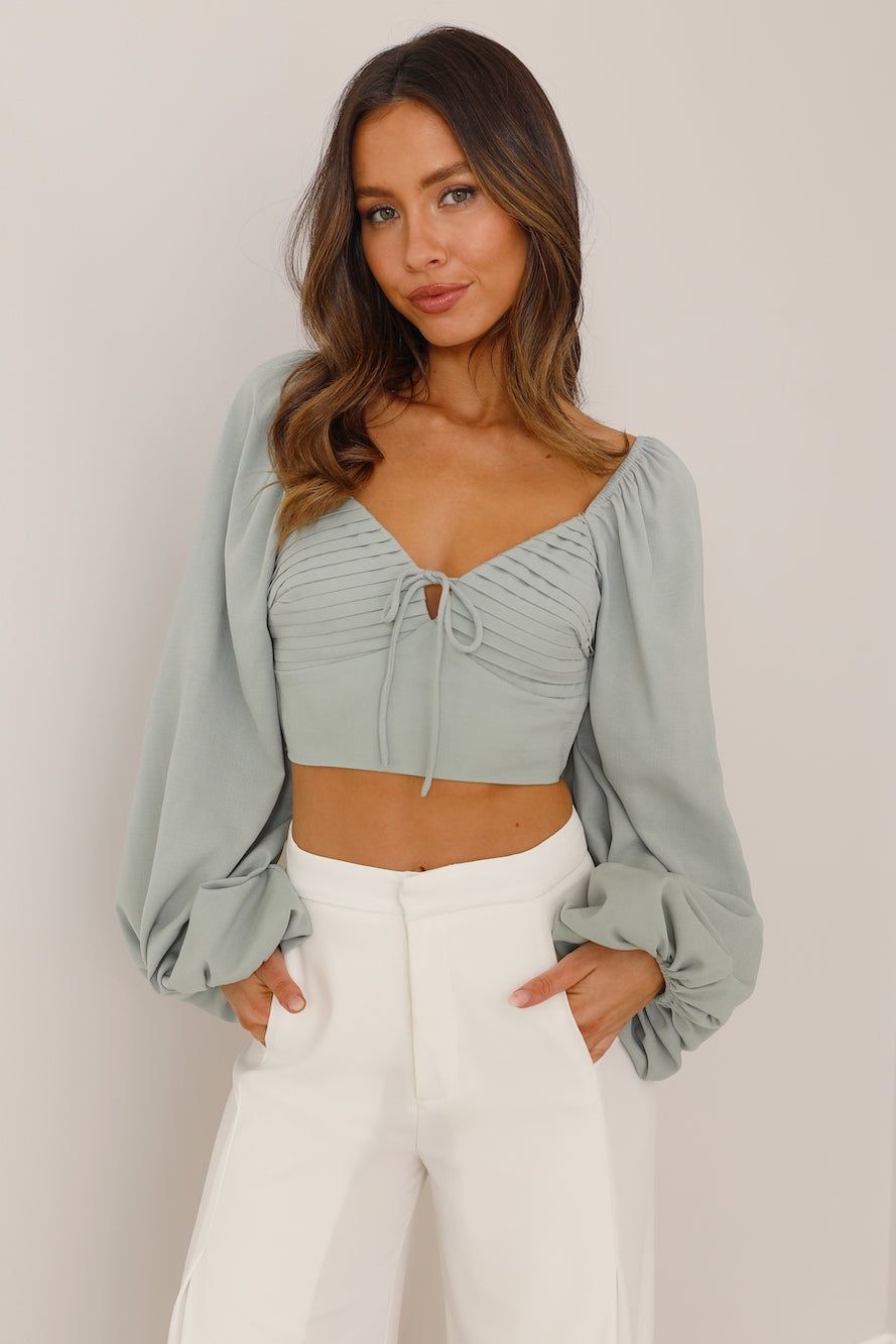 Everywhere And Beyond Crop Top Sage sold by Hello Molly product image thumbnail 4