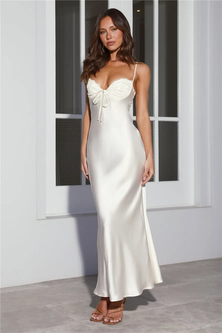 Stylist Things Satin Maxi Dress Champagne sold by Hello Molly