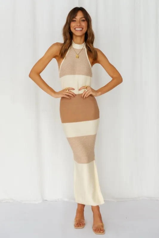 Dishing It Out Dress Beige sold by Hello Molly